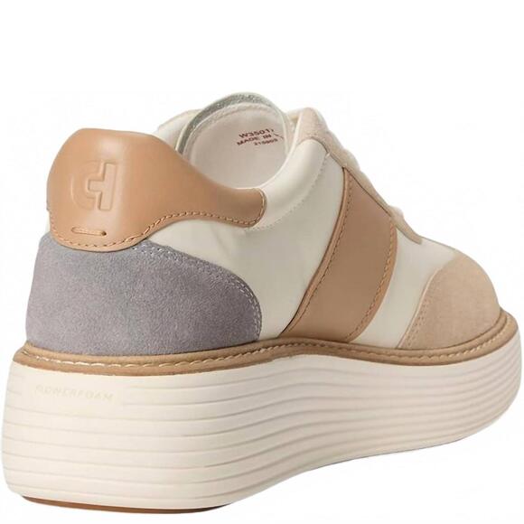 NEW COLE HAAN women's original grand max platform sneakers in ivory/tuscan sand - Picture 3 of 4